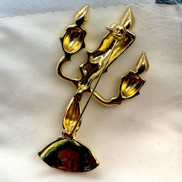 Candlelight Gold Plated Brooch - Picture 2 of 3